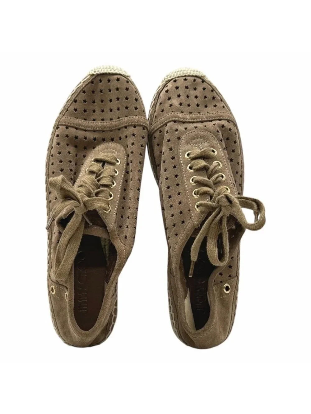 Jimmy Choo Suede Dara Espadrille Sneakers 38 US 8 Star Perforated Casual Spain